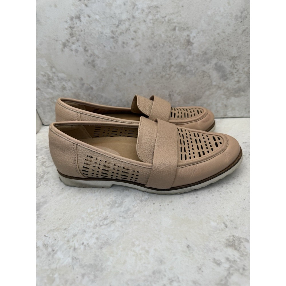 Ziera Women's 8B Maddie Perforated Comfort Loafers Nude Beige Leather Slip On
